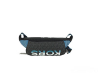 Thumbnail for Michael Kors Cooper Large Blue Multi Leather Embroidered Logo Utility Belt Bag - Luxour