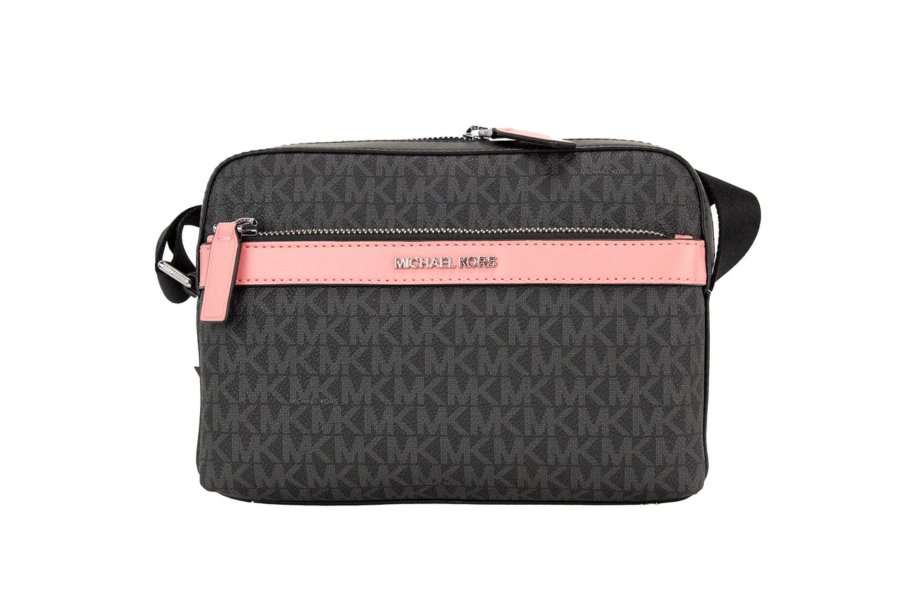 Michael Kors Cooper Small Black Pink Signature PVC Utility Crossbody Bag - Luxour