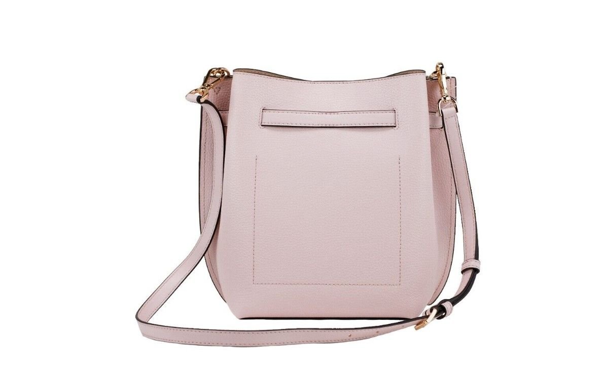 Michael Kors Emilia Small Powder Blush Pebble Leather Bucket Messenger Handbag - Luxour