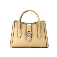 Thumbnail for Michael Kors Gabby Small Camel Faux Leather Top Zip Satchel Crossbody Bag - Luxour