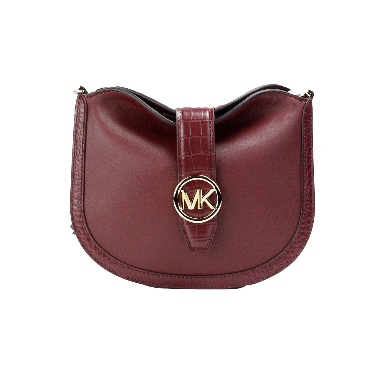 Michael Kors Gabby Small Dark Cherry Leather Foldover Hobo Crossbody Bag - Luxour