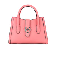 Thumbnail for Michael Kors Gabby Small Tea Rose Faux Leather Top Zip Satchel Crossbody Bag - Luxour