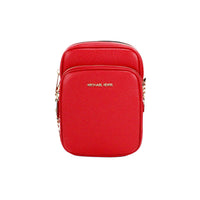 Thumbnail for Luxour, Michael Kors Jet Set Bright Red Pebbled Leather North South Chain Crossbody Bag, 