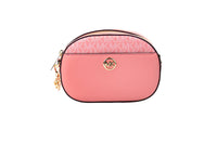 Thumbnail for Luxour, Michael Kors Jet Set Glam Tea Rose Leather Oval Crossbody Handbag Purse, 