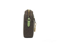 Thumbnail for Michael Kors Jet Set Large EW Brown Sage PVC Leather Zip Chain Crossbody Handbag - Luxour