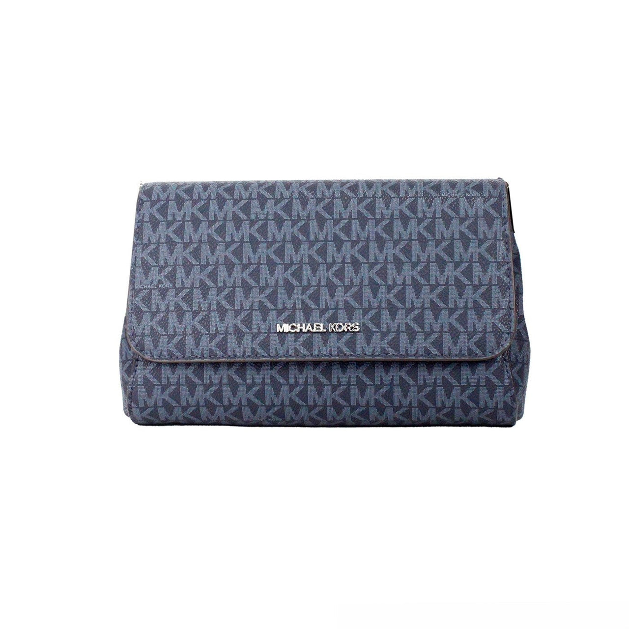 Luxour, Michael Kors Jet Set Medium Navy Blue PVC Convertible Pouchette Crossbody Bag, 