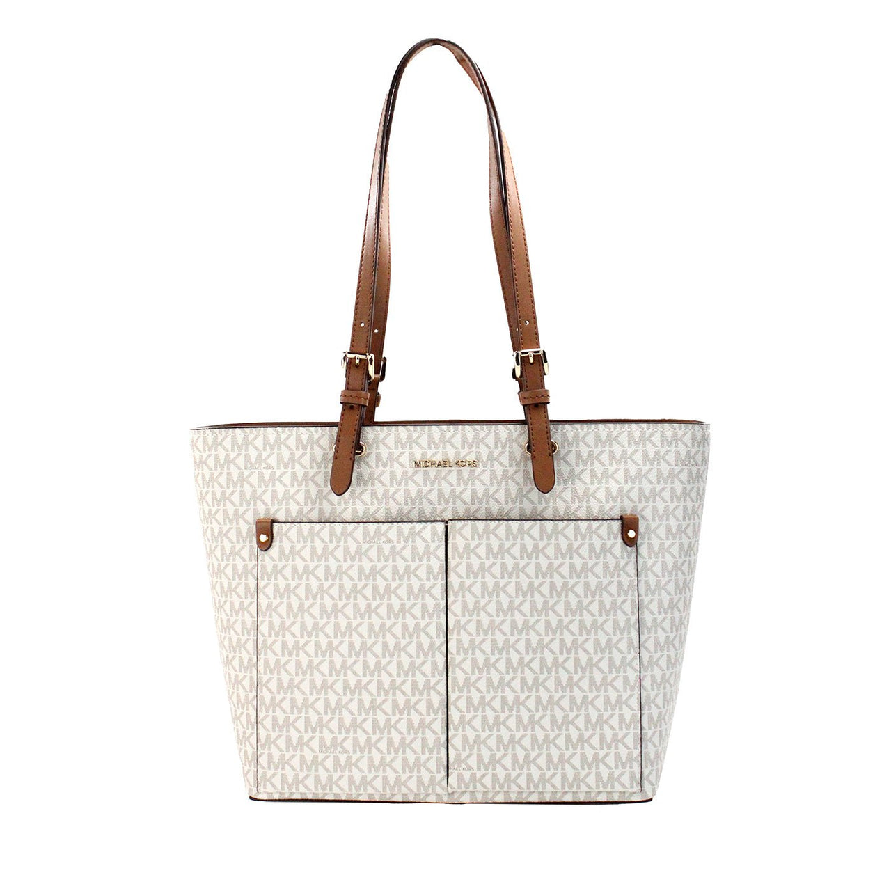 Michael Kors Jet Set Medium Vanilla Double Pocket Tote Bag - Luxour