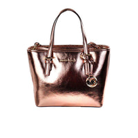 Thumbnail for Michael Kors Jet Set Primrose Metallic XS Carryall Top Zip Tote Bag Purse - Luxour