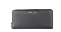 Thumbnail for Michael Kors Jet Set Travel Large Black Pebble Leather Continental Wrist Wallet - Luxour