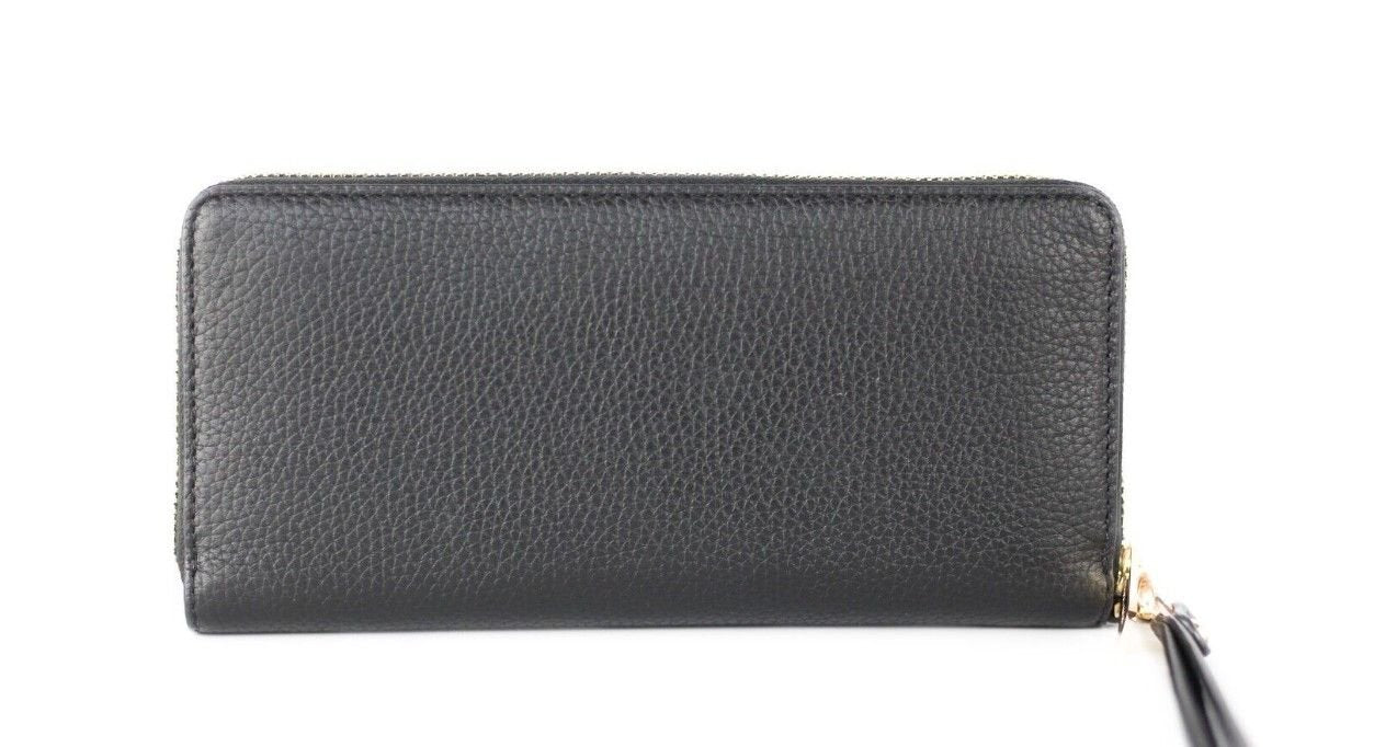 Michael Kors Jet Set Travel Large Black Pebble Leather Continental Wrist Wallet - Luxour