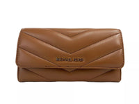 Thumbnail for Michael Kors Jet Set Travel Large Quilted Leather Trifold Wallet Brown - Luxour