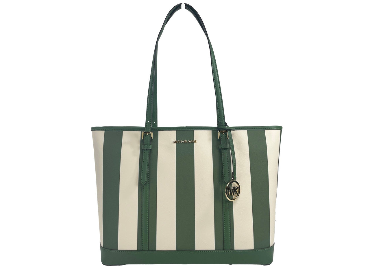 Michael Kors Jet Set Travel Large TZ Shoulder PVC Tote Bag Purse Fern Green - Luxour