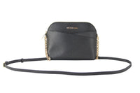 Thumbnail for Michael Kors Jet Set Travel Medium Leather X Cross Dome Crossbody Handbag (Black Solid/Gold) - Luxour