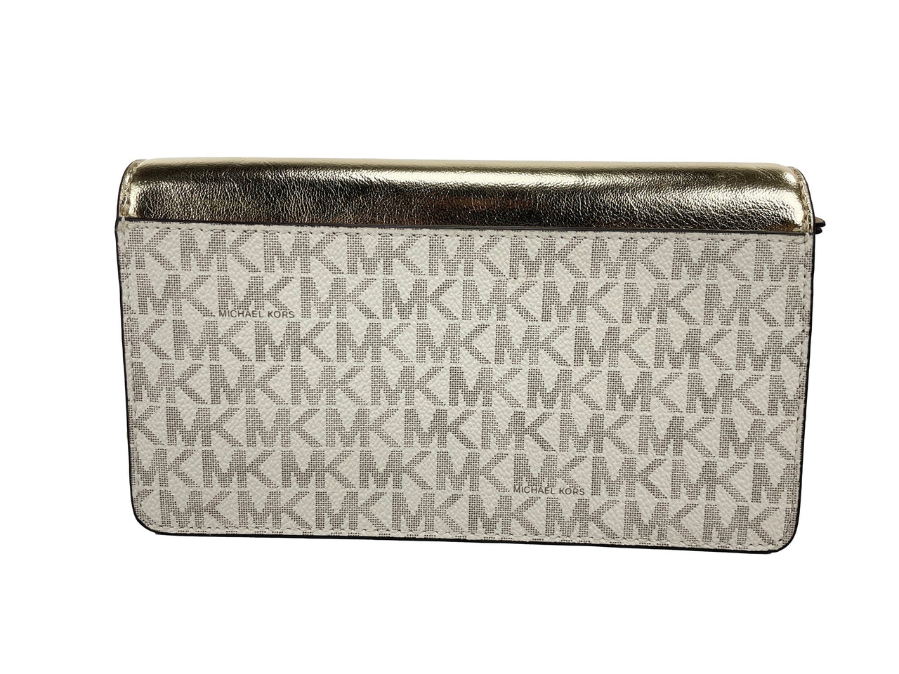 Michael Kors Jet Set Travel Pale Gold Small Flap Clutch Crossbody Bag - Luxour