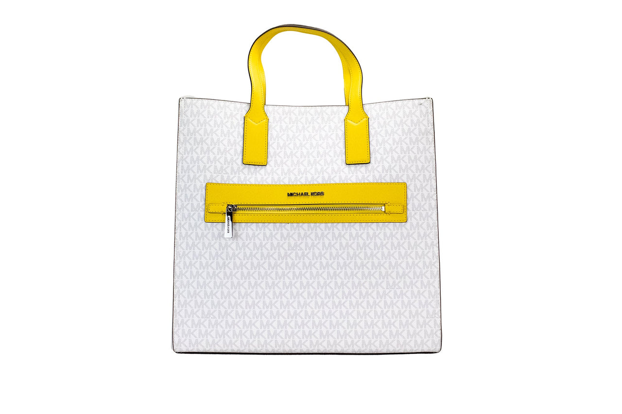 Luxour, Michael Kors Kenly Large Signature Citrus PVC North South Tote Computer Handbag, 