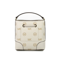 Thumbnail for Michael Kors Mercer Small Light Cream Embossed Drawstring Bucket Messenger Bag - Luxour