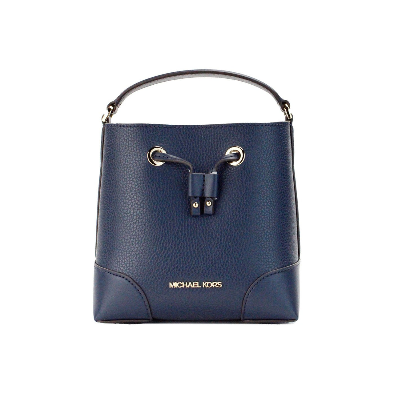 Luxour, Michael Kors Mercer Small Navy Pebbled Leather Bucket Crossbody Bag Purse, 