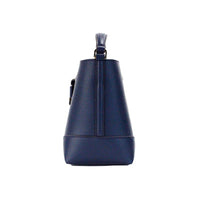 Thumbnail for Michael Kors Mercer Small Navy Pebbled Leather Bucket Crossbody Bag Purse - Luxour