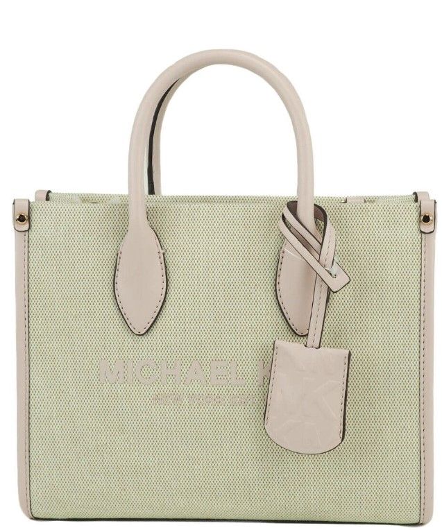 Michael Kors Mirella Small Powder Blush Canvas Shopper Crossbody Handbag Purse - Luxour