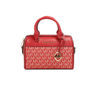 Thumbnail for Michael Kors Travel XS Bright Red Signature PVC Duffle Crossbody Bag Purse - Luxour