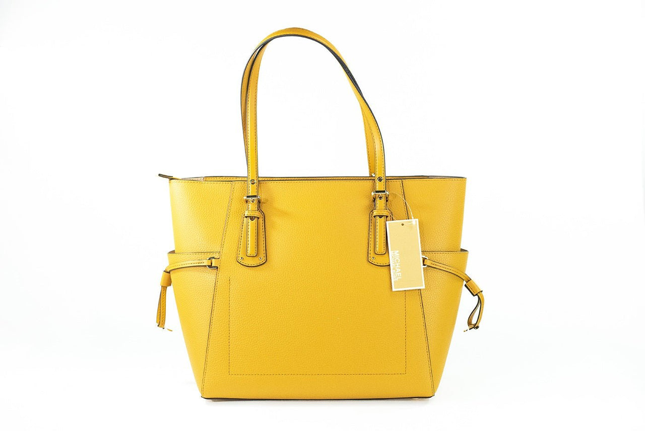 Luxour, Michael Kors Voyager Large Marigold Pebbled Leather East West Tote Bag Purse, 