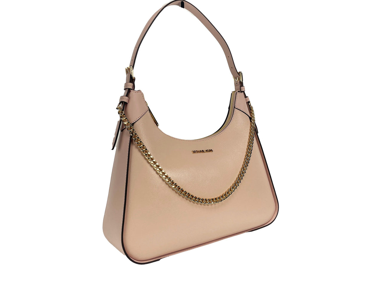 Michael Kors Wilma Large Smooth Leather Chain Shoulder Bag Purse Powder Blush - Luxour