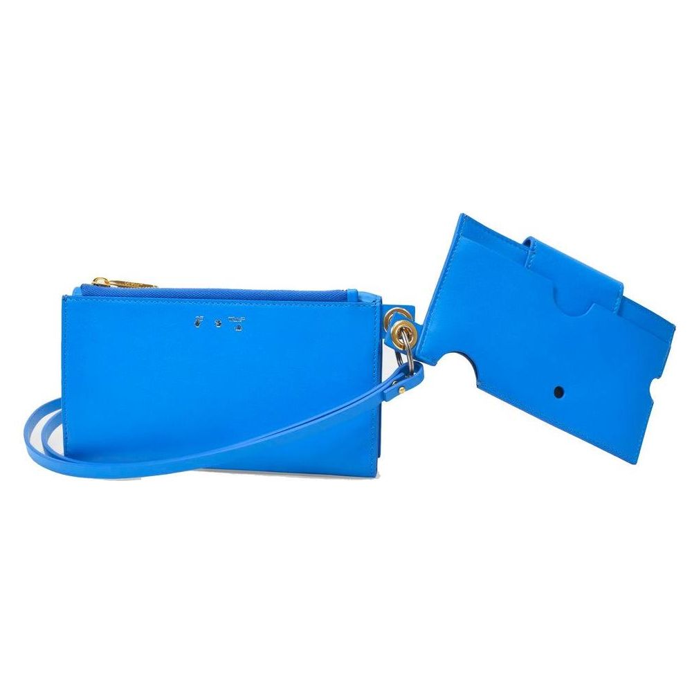 Off - White Blue Leather Shoulder Bag - Luxour