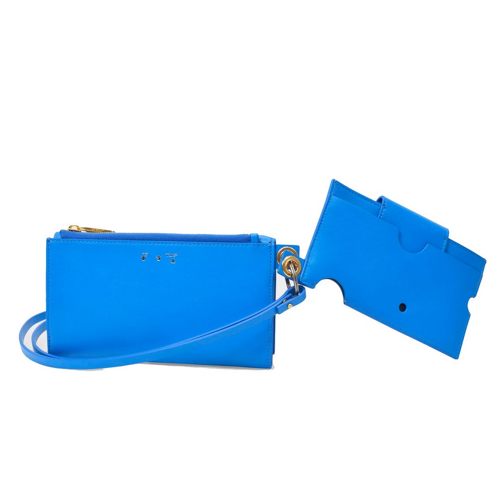 Off - White Blue Leather Shoulder Bag - Luxour