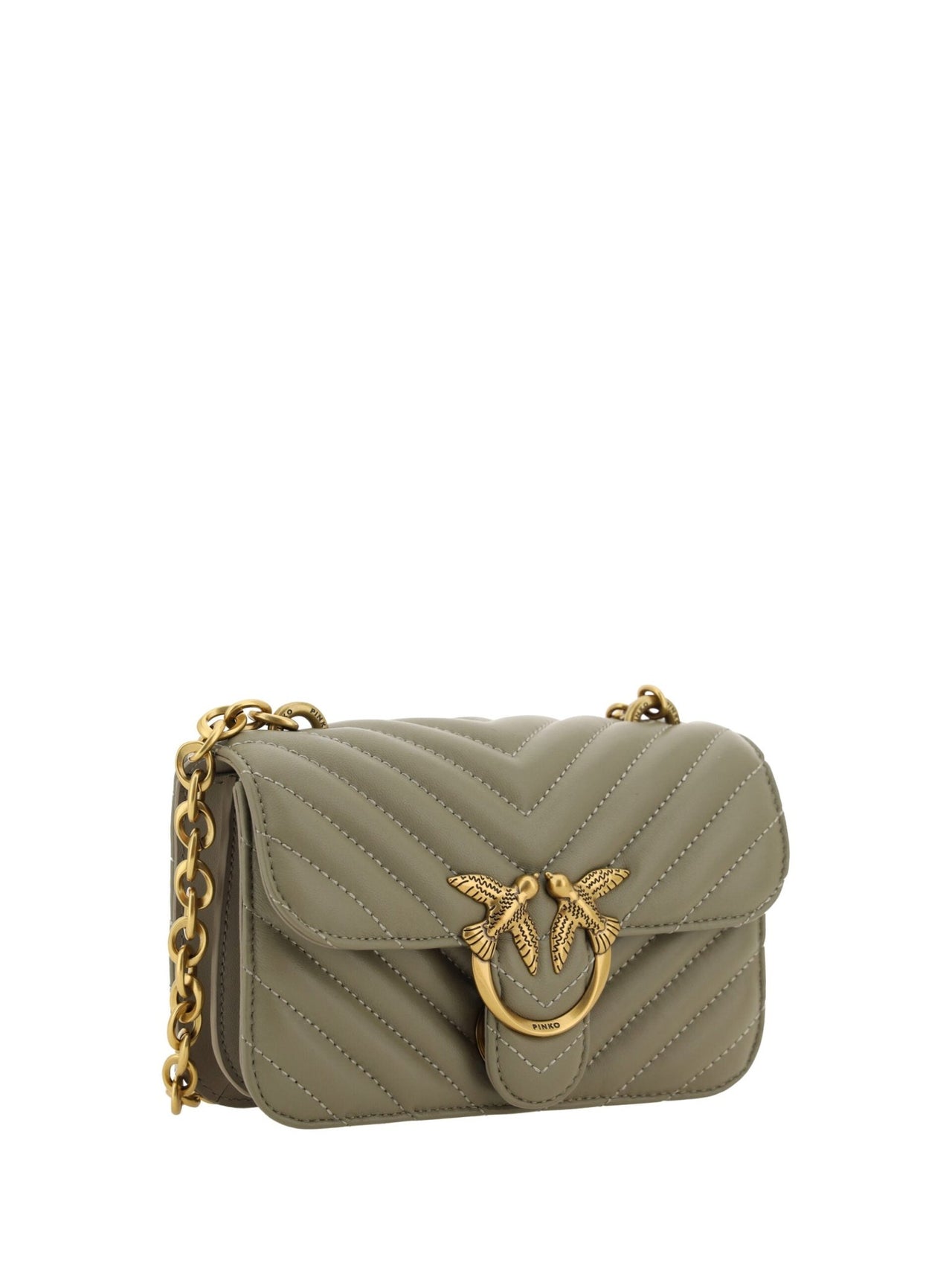 PINKO Chic Mini Love Bell Shoulder Bag in Noce Green - Luxour