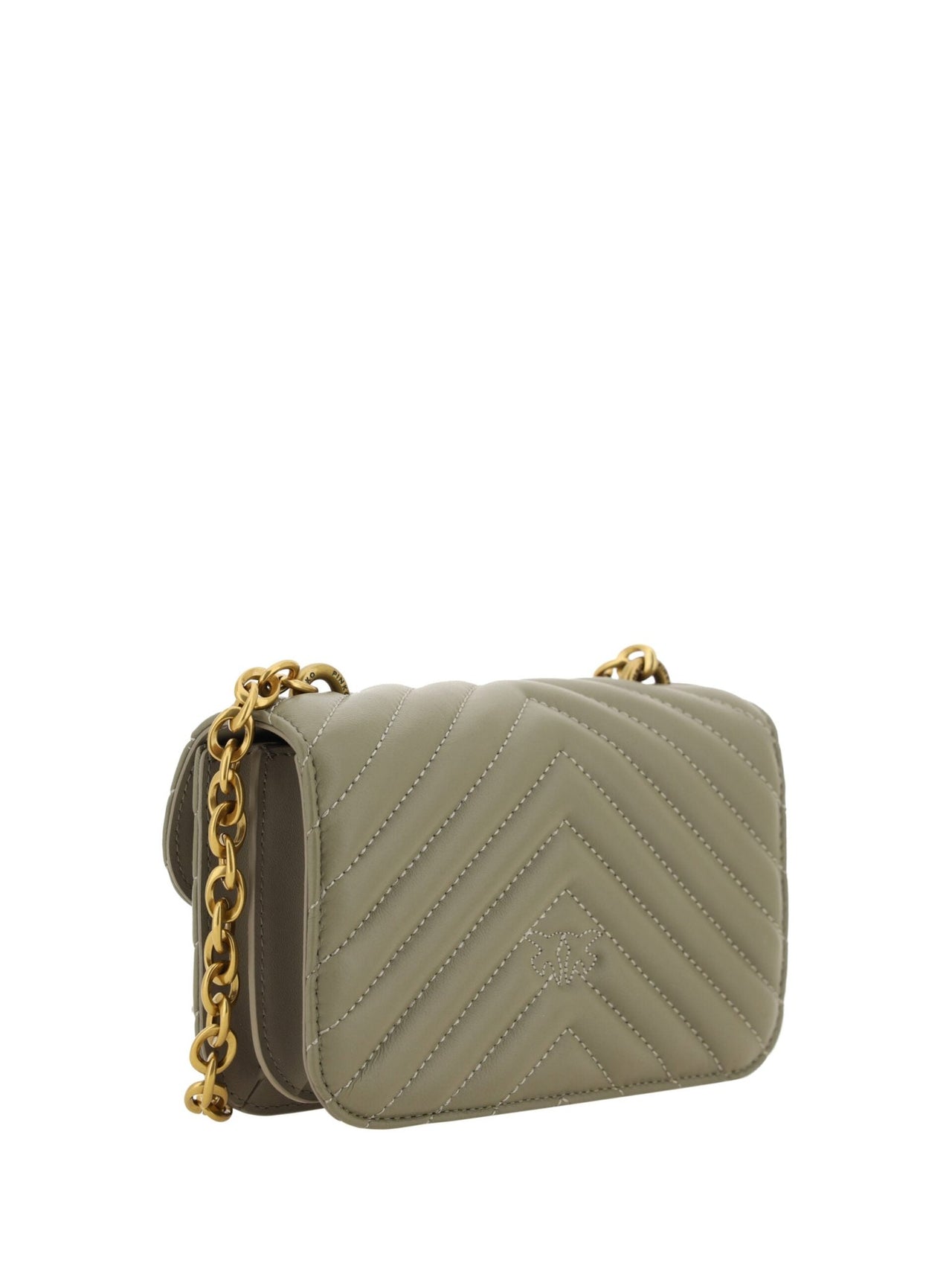 PINKO Chic Mini Love Bell Shoulder Bag in Noce Green - Luxour