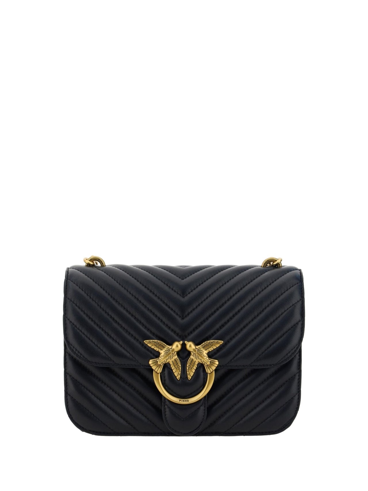 PINKO Elegant Black Quilted Leather Shoulder Bag - Luxour