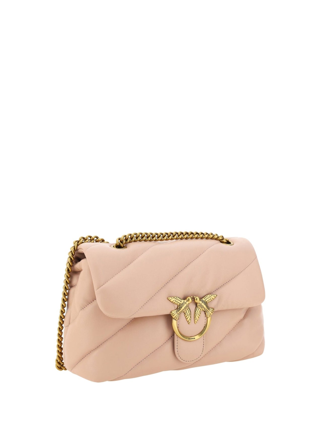 PINKO Elegant Light Pink Quilted Shoulder Bag - Luxour