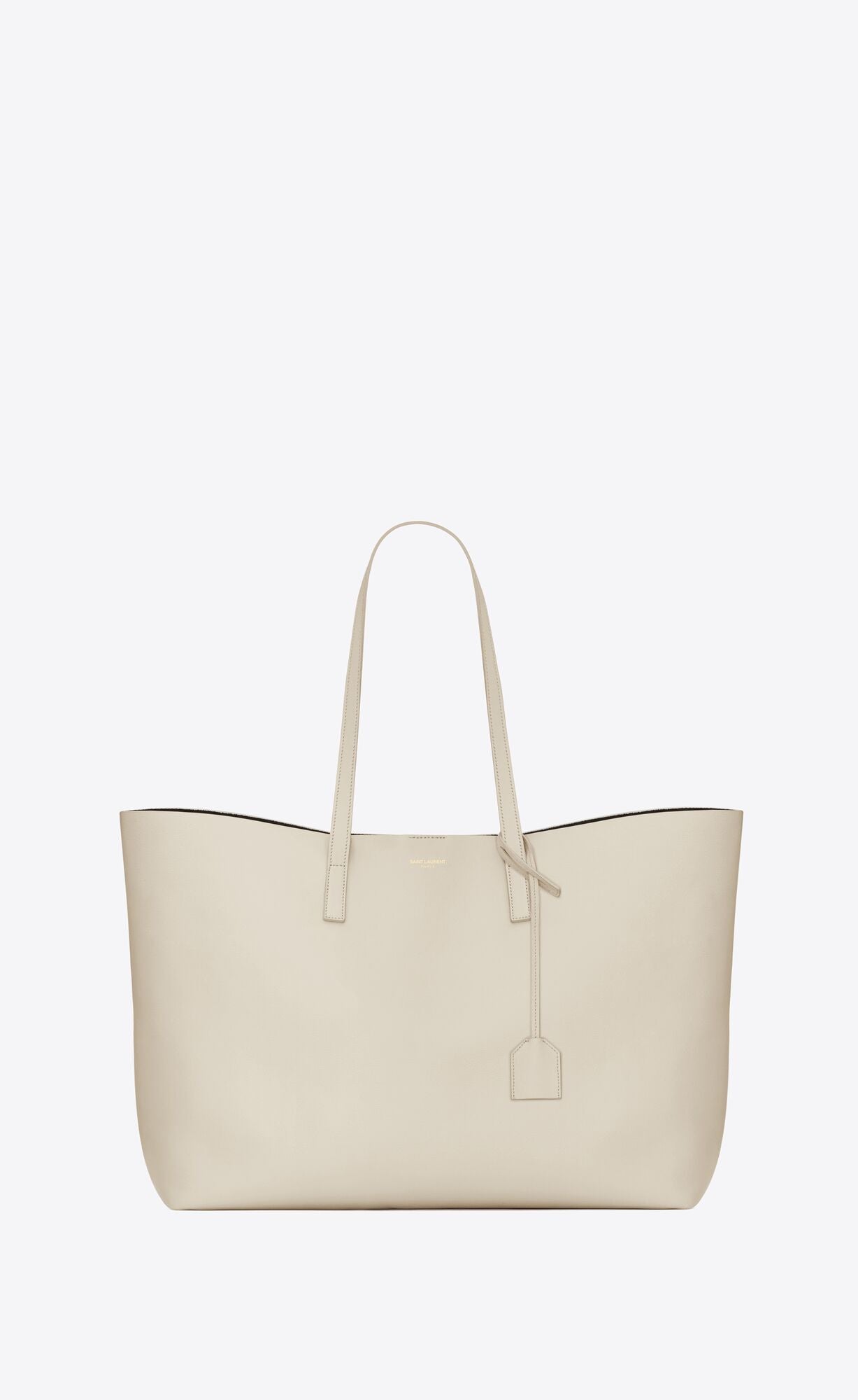 Saint Laurent White Calf Leather Tote Shoulder Bag - Luxour