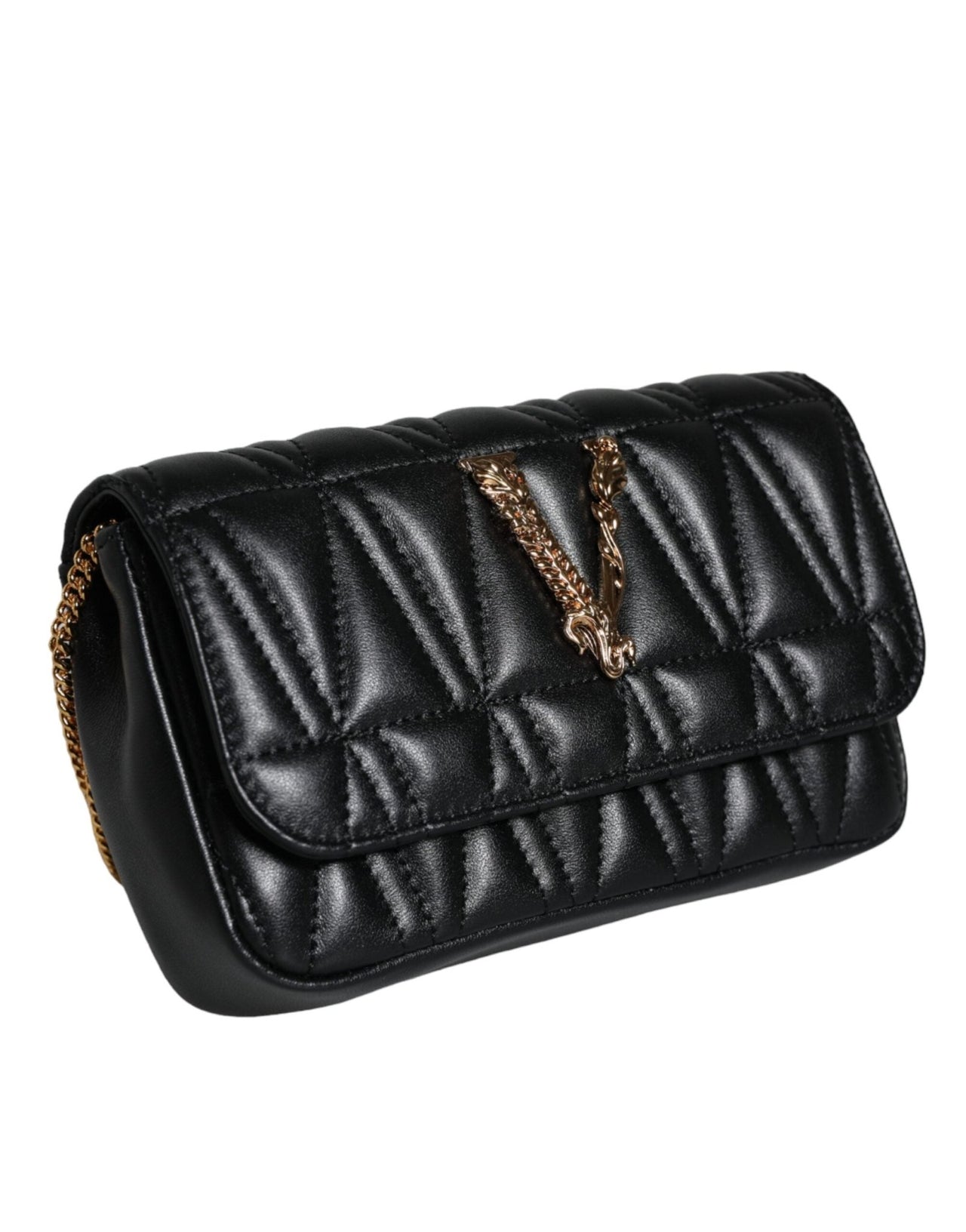 Luxour, Versace Black Mini Nappa Leather Crossbody Shoulder Bag, 