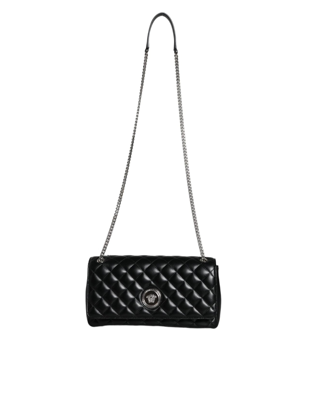 Luxour, Versace Black Quilted Lambskin Leather Crossbody Shoulder Bag, 