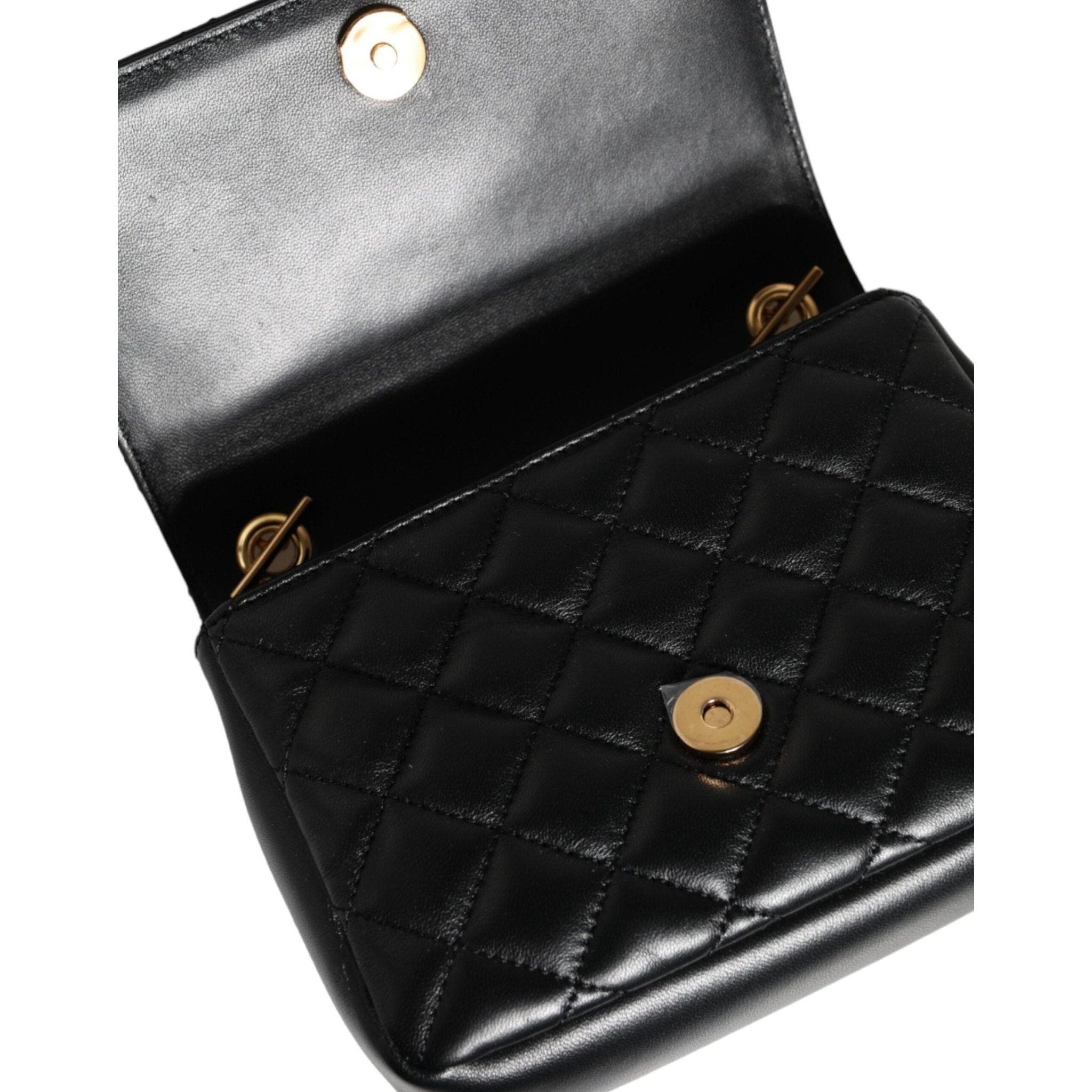 Luxour, Versace Black Quilted Lambskin Leather Crossbody Shoulder Bag, 