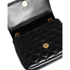 Luxour, Versace Black Quilted Lambskin Leather Crossbody Shoulder Bag, 