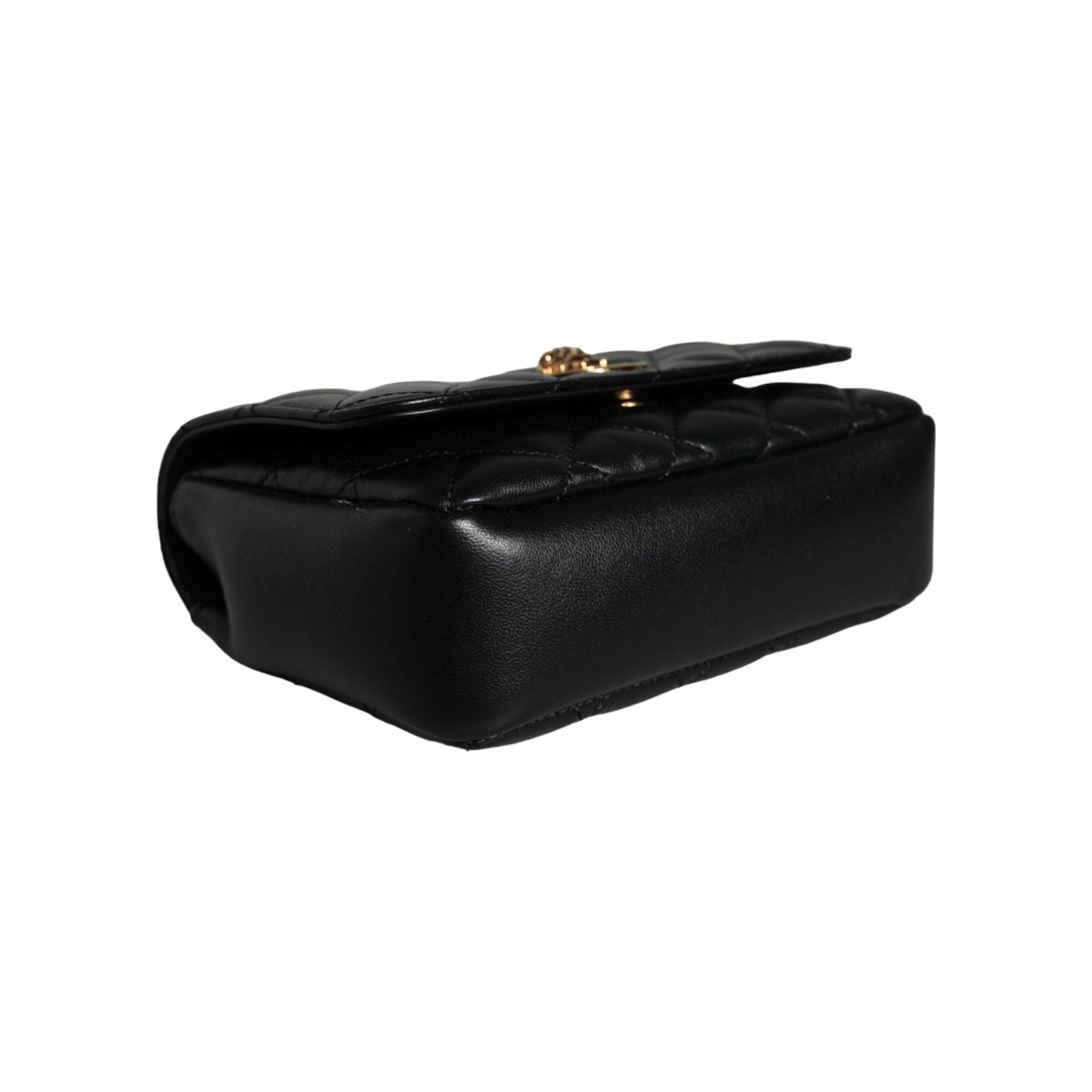 Luxour, Versace Black Quilted Lambskin Leather Crossbody Shoulder Bag, 