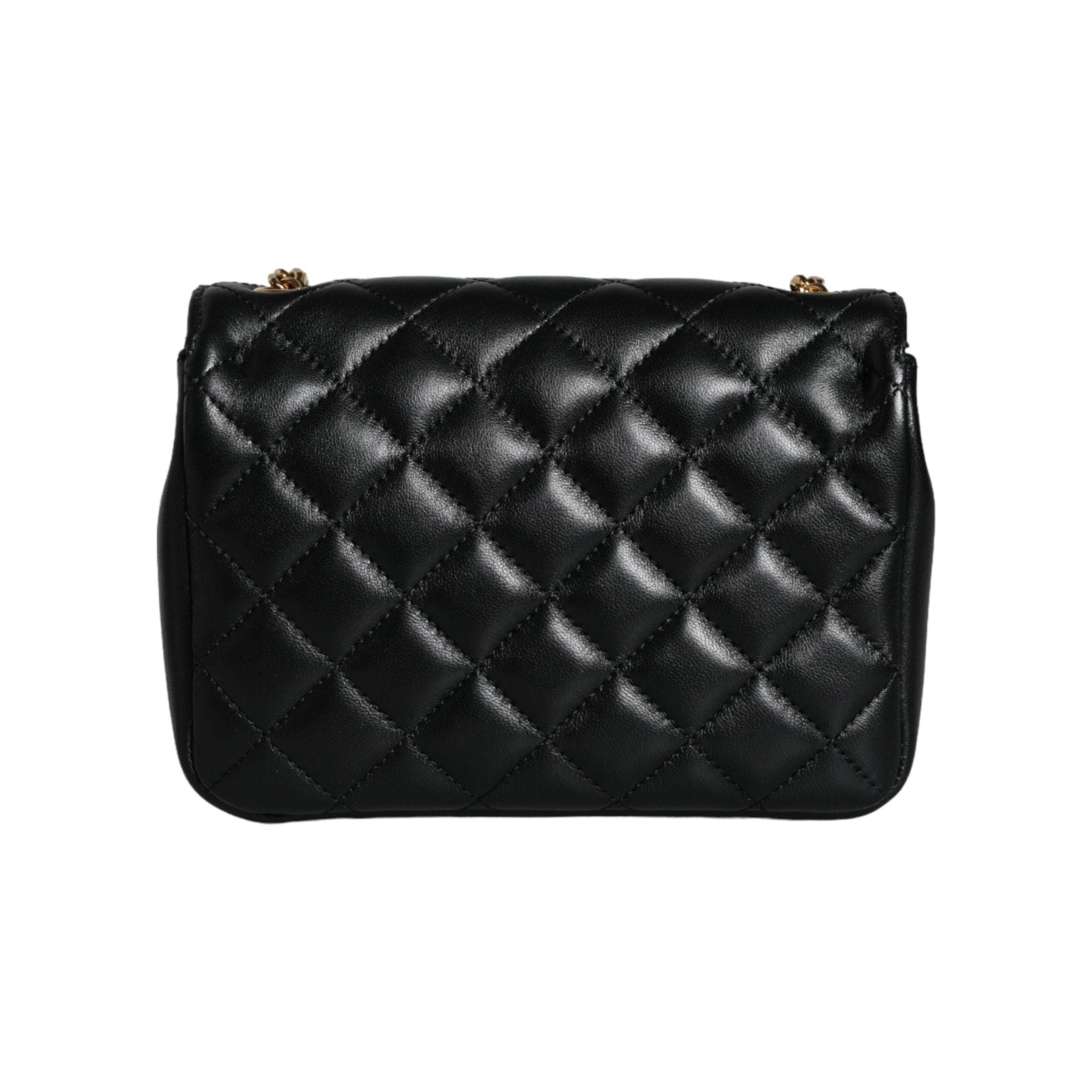 Luxour, Versace Black Quilted Lambskin Leather Crossbody Shoulder Bag, 