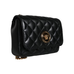 Luxour, Versace Black Quilted Lambskin Leather Crossbody Shoulder Bag, 