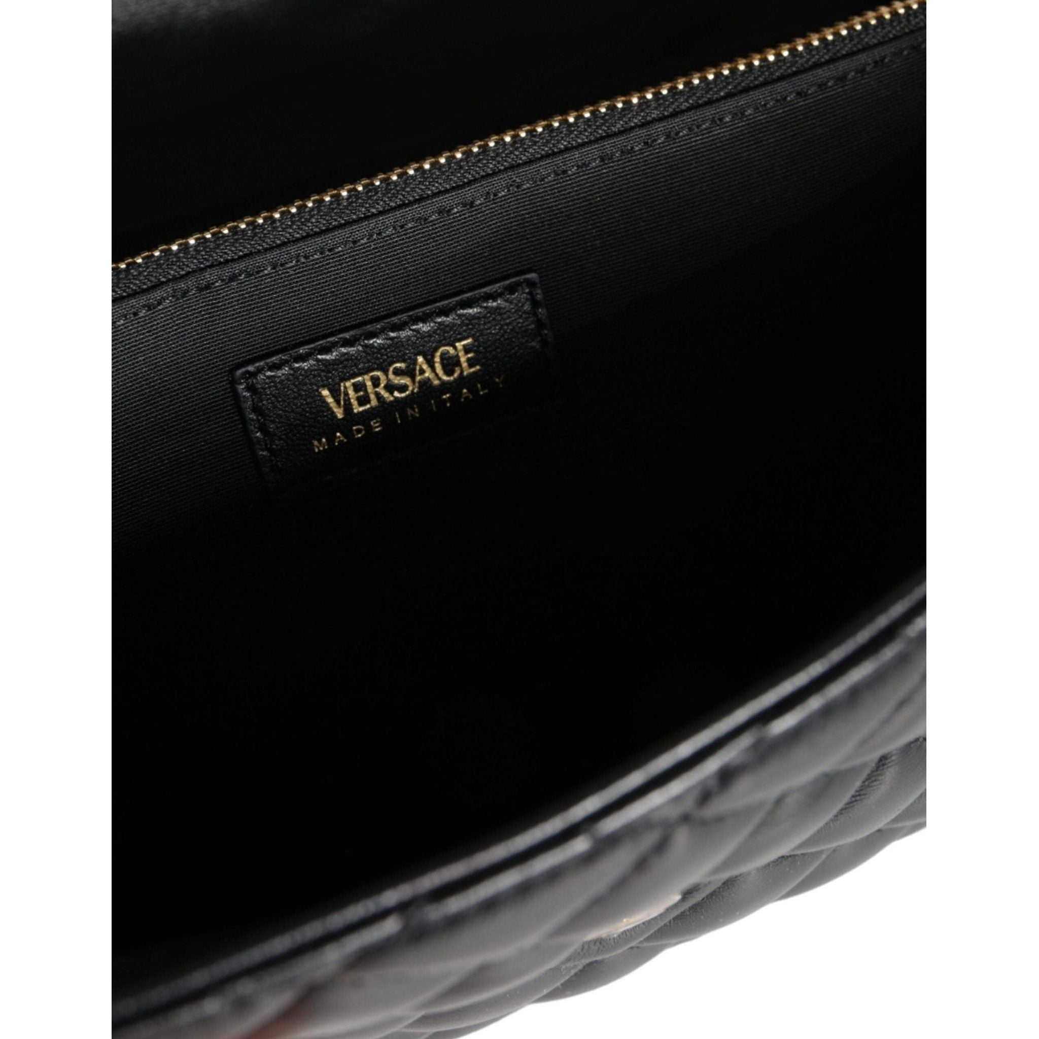 Luxour, Versace Black Quilted Nappa Leather Crossbody Shoulder Bag, 