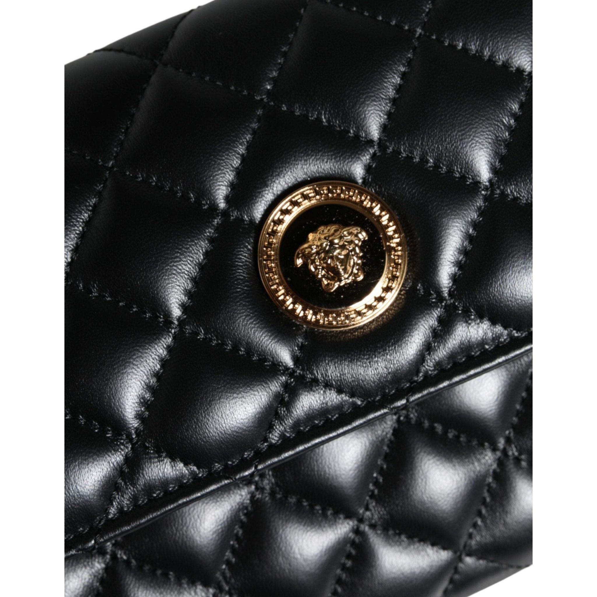 Luxour, Versace Black Quilted Nappa Leather Crossbody Shoulder Bag, 