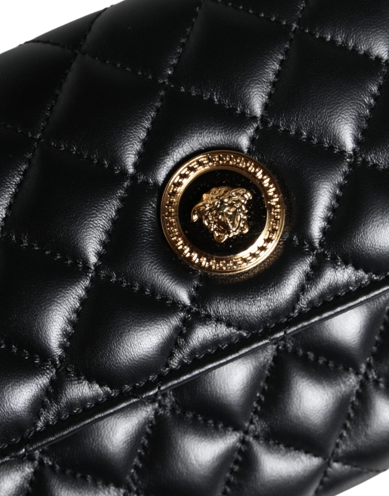 Luxour, Versace Black Quilted Nappa Leather Crossbody Shoulder Bag, 