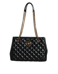 Thumbnail for Versace Black Quilted Nappa Leather Shoulder Chain Strap Bag - Luxour