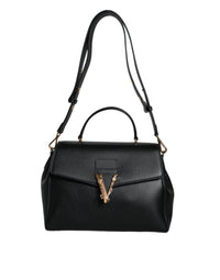 Thumbnail for Luxour, Versace Black Top Handle Grainy Calfskin Leather Crossbody Bag, 