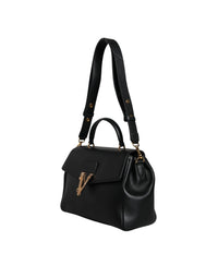 Thumbnail for Luxour, Versace Black Top Handle Grainy Calfskin Leather Crossbody Bag, 