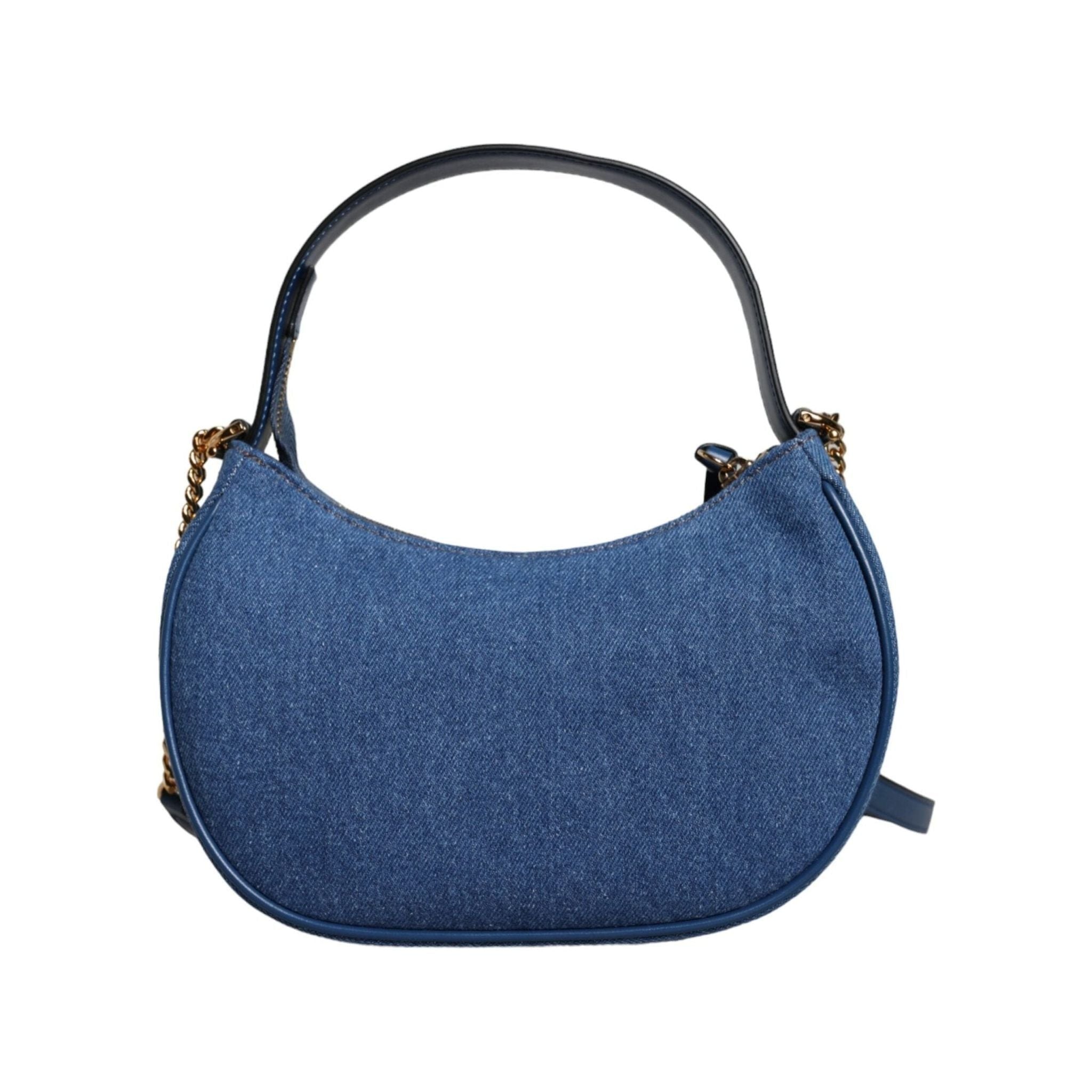 Luxour, Versace Blue Quilted Denim Leather Top Handle Shoulder Bag, 