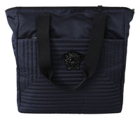 Thumbnail for Versace Elegant Blue Nylon Tote Bag - Luxour