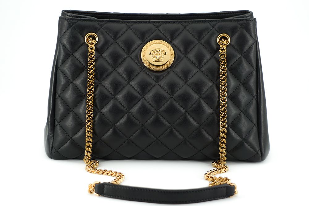 Versace Elegant Quilted Nappa Leather Tote Bag - Luxour