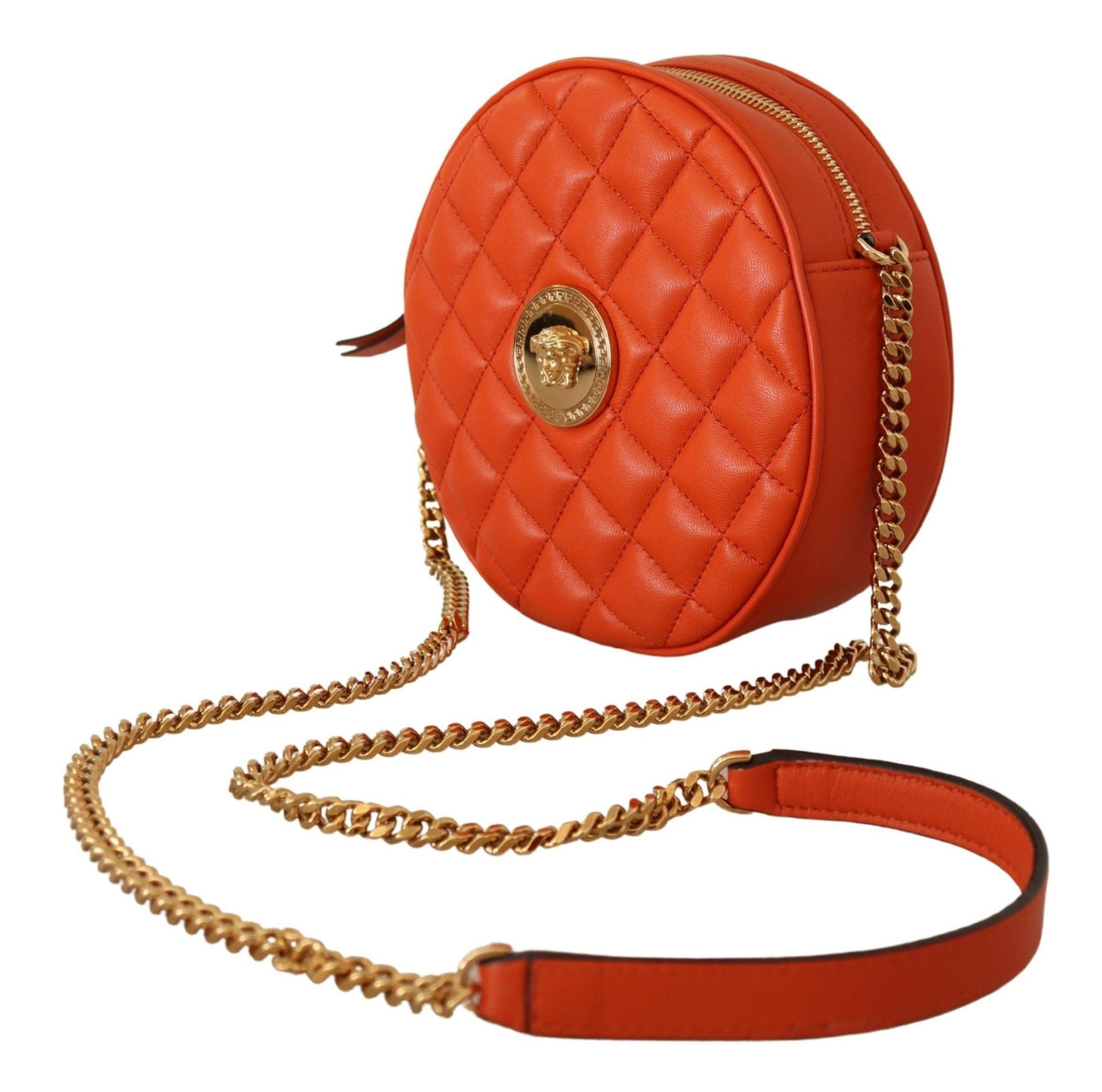 Versace Elegant Round Nappa Leather Crossbody Bag - Luxour